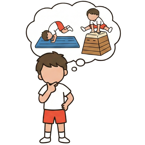 イメージトレーニングをする子どもたちのイラスト