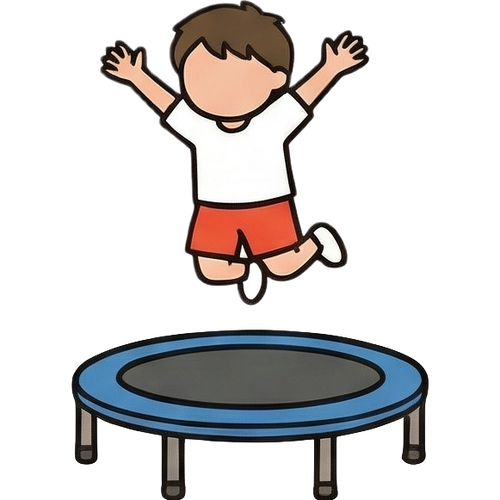 トランポリンで跳ねる子どものイラスト